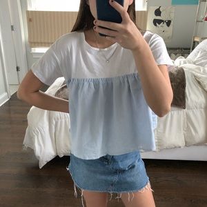 Blue and White Pinstripe T-shirt